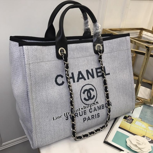 CHANEL女包 最新牛仔購物袋沙灘包 原單對版正品 經典新配色 對版刺繡LOGO 香奈兒手提袋 chanel單肩包 djc1604